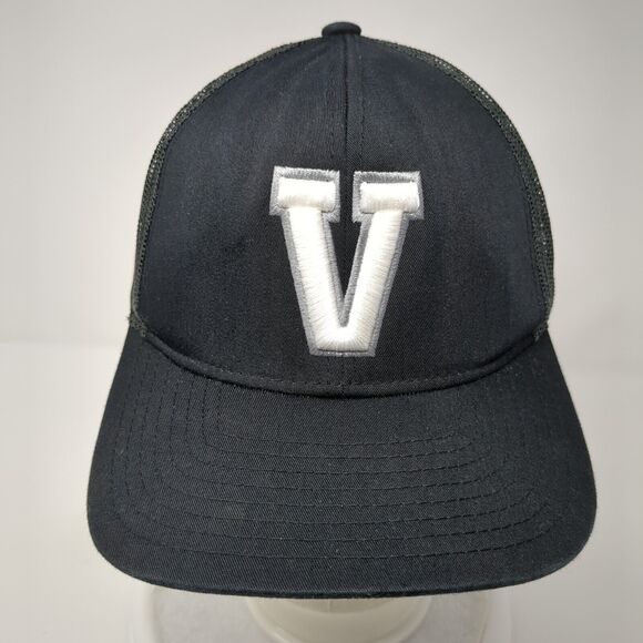 V Snapback Trucker Hat Black One Size Adjustable Mesh Back Pacific Headwear - Picture 2 of 9